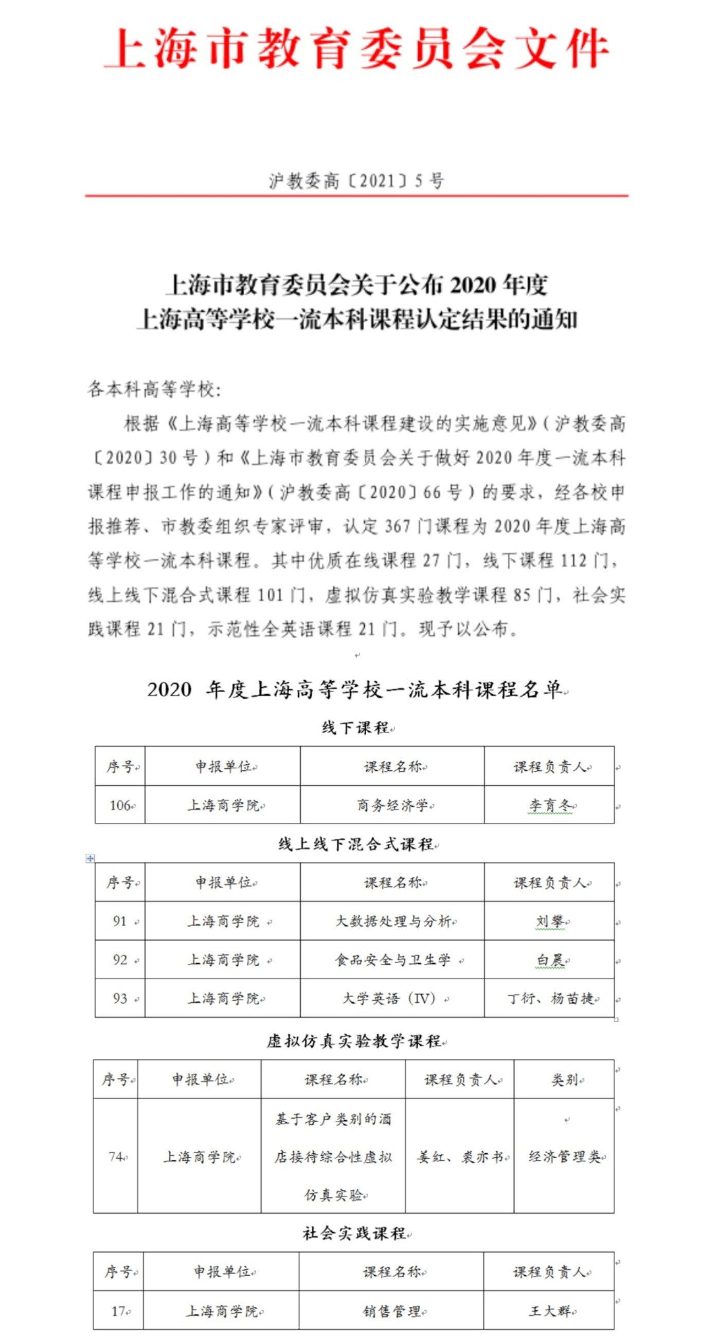 图为上海市教委文件