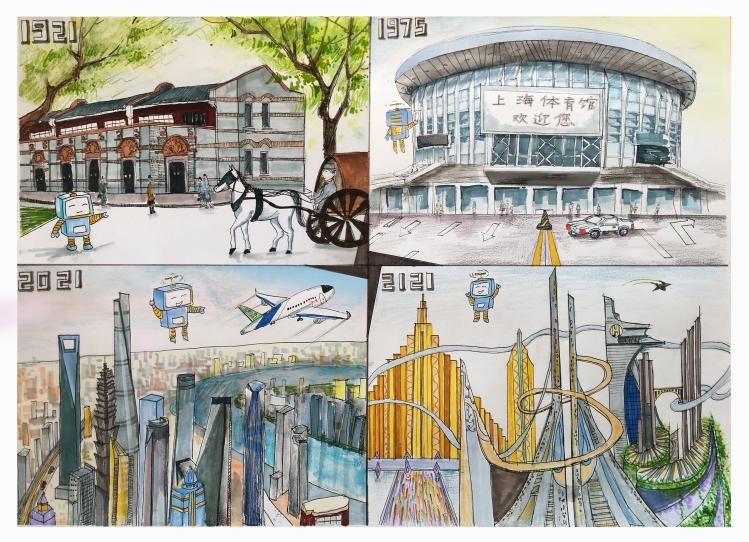 绘画作品—上海百年变迁 艺术设计学院 储艳洁（任禾）