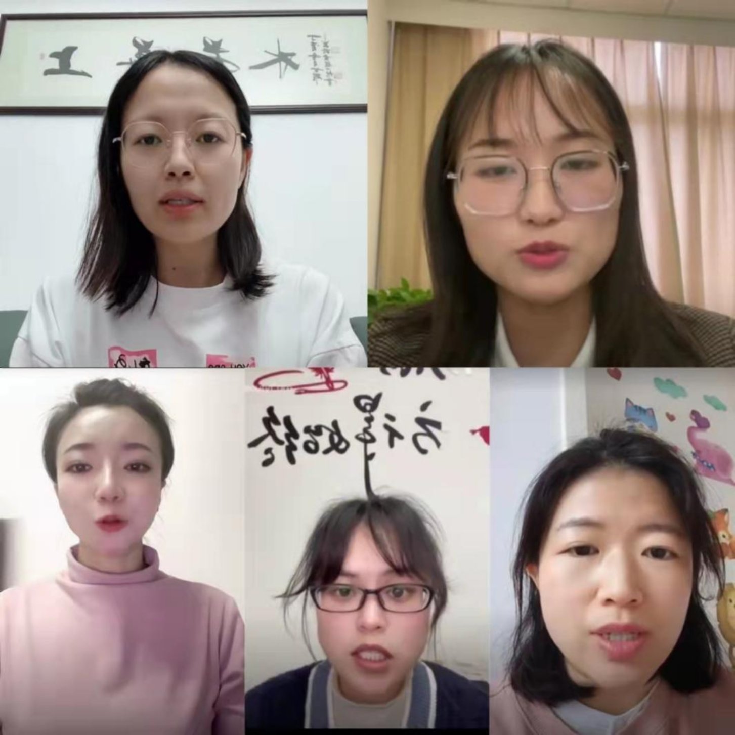 图为辅导员为学生们录制视频