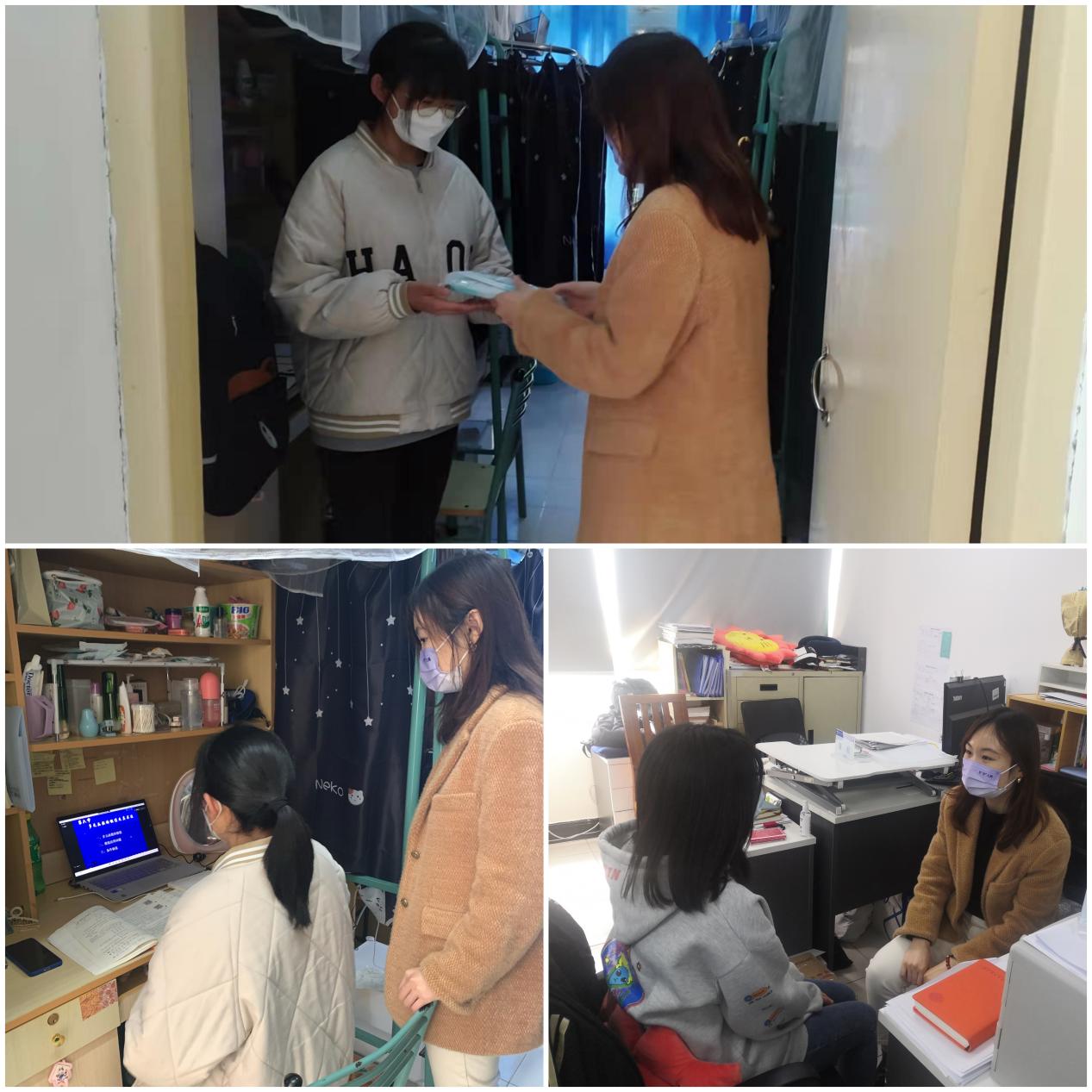 图为魏玮老师走访学生寝室