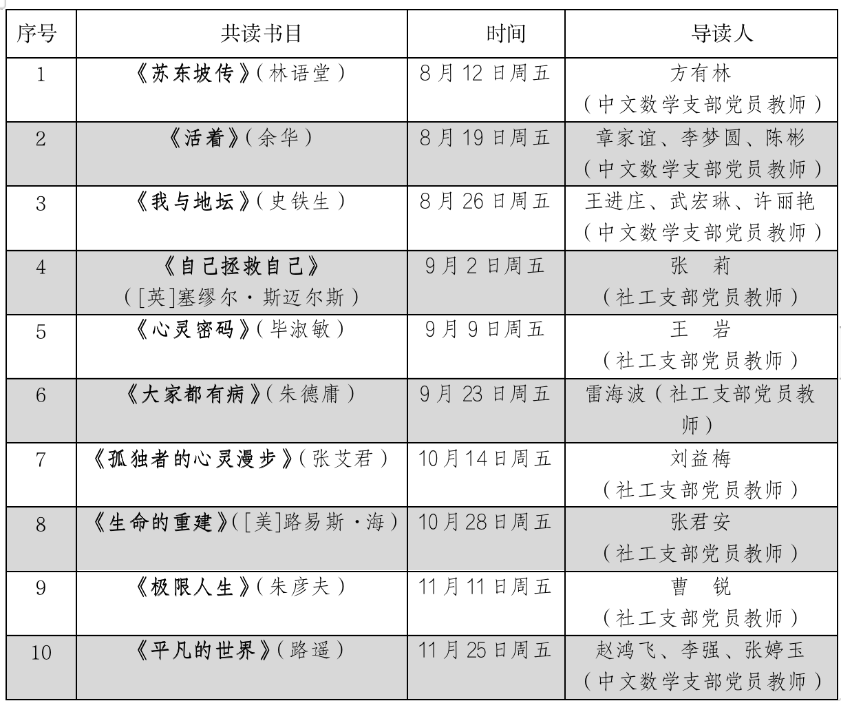 分享会时间安排表 分享会时间安排表
