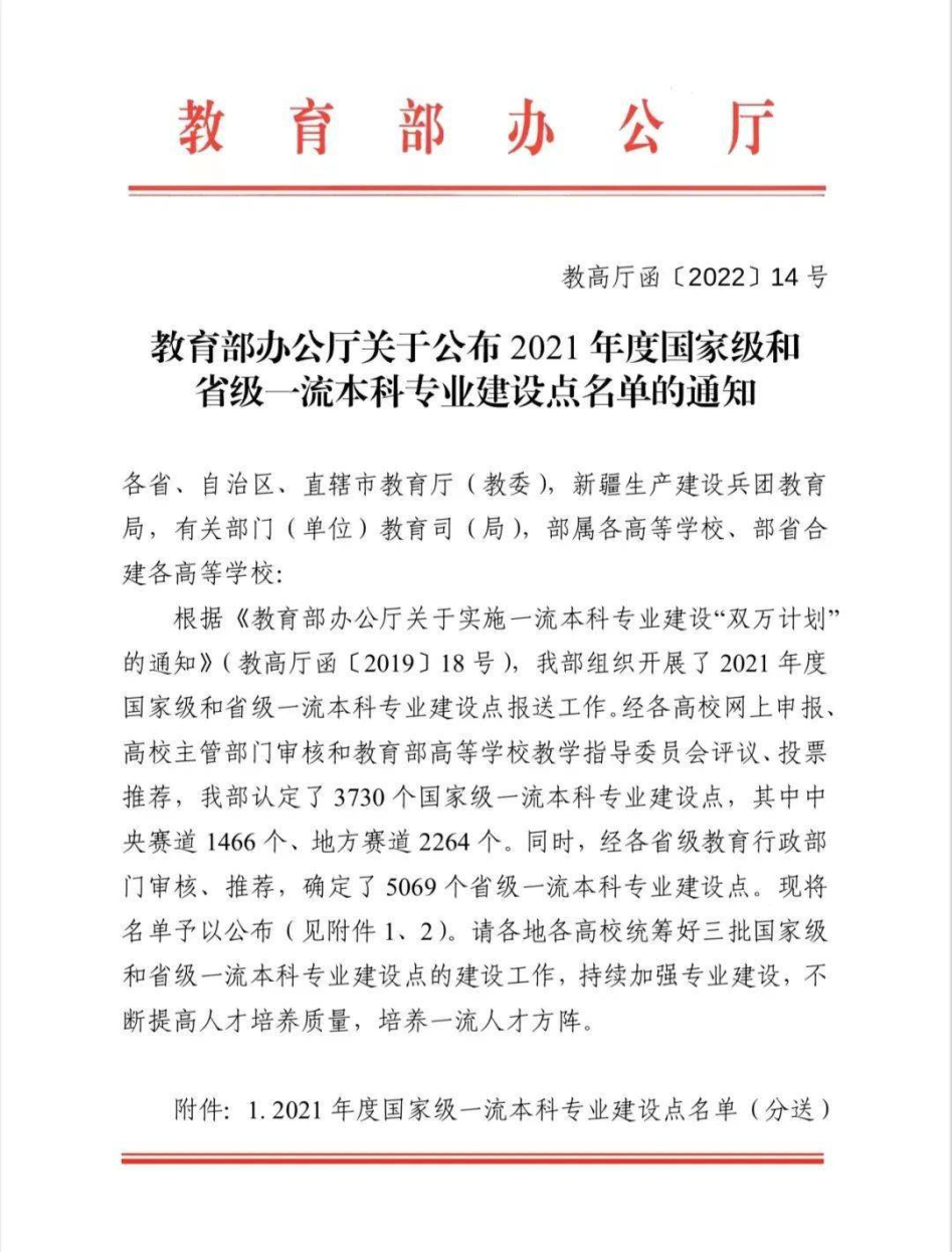图为我校获国家级、市级一流本科专业建设点 图为我校获国家级、市级一流本科专业建设点